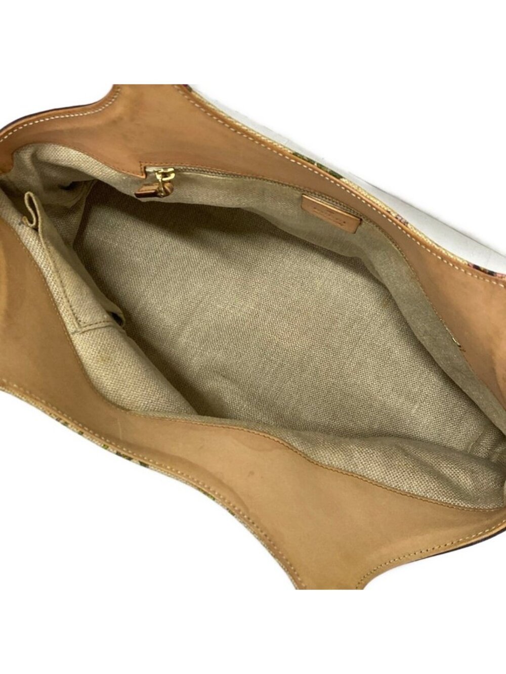 Gucci Tote Flora Bamboo Ivory Dark Green Multi Leather - Picture 7 of 11